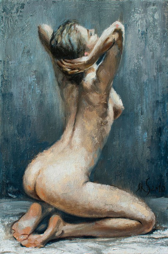 KNEELING NUDE FIGURE STUDY