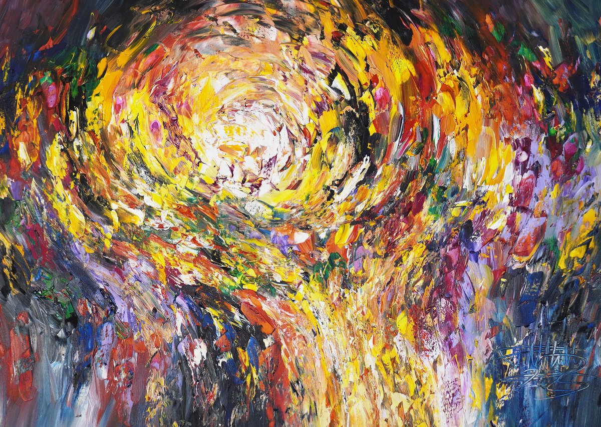 Abstract Acrylic Painting By Peter Nottrott, 47 X 33", Gate To Heaven M 4, Original Artwork