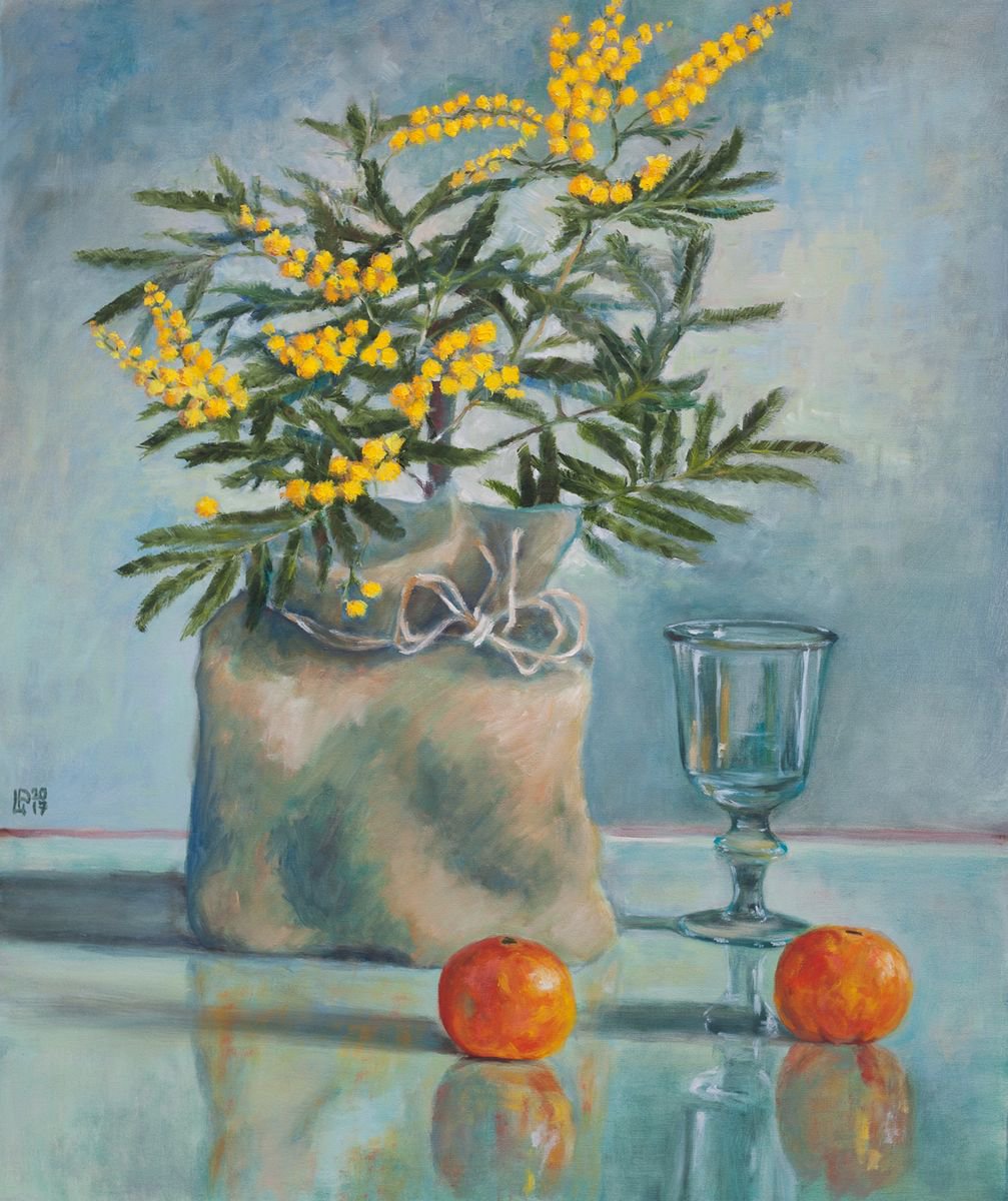 Still Life With Mimosa by Liudmila Pisliakova