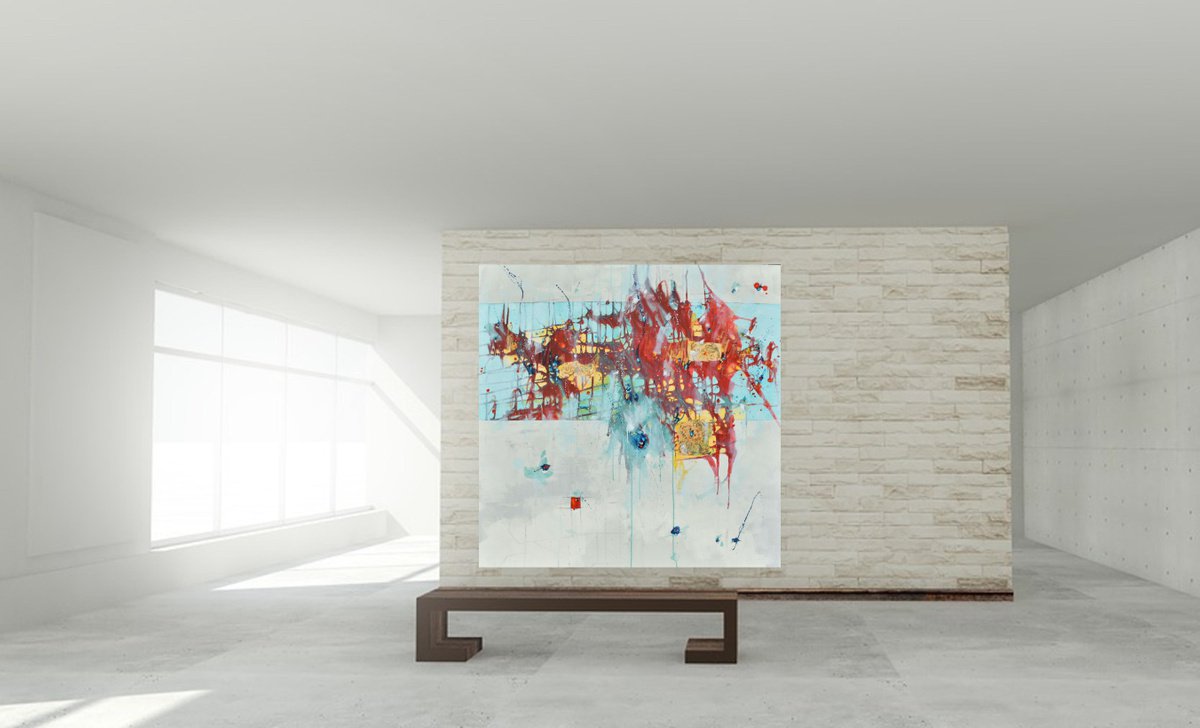 Geometric Oil Painting , Breaking Free By Cynthia Ligeros, 48 X 48, Artwork For Sale On Artfinder