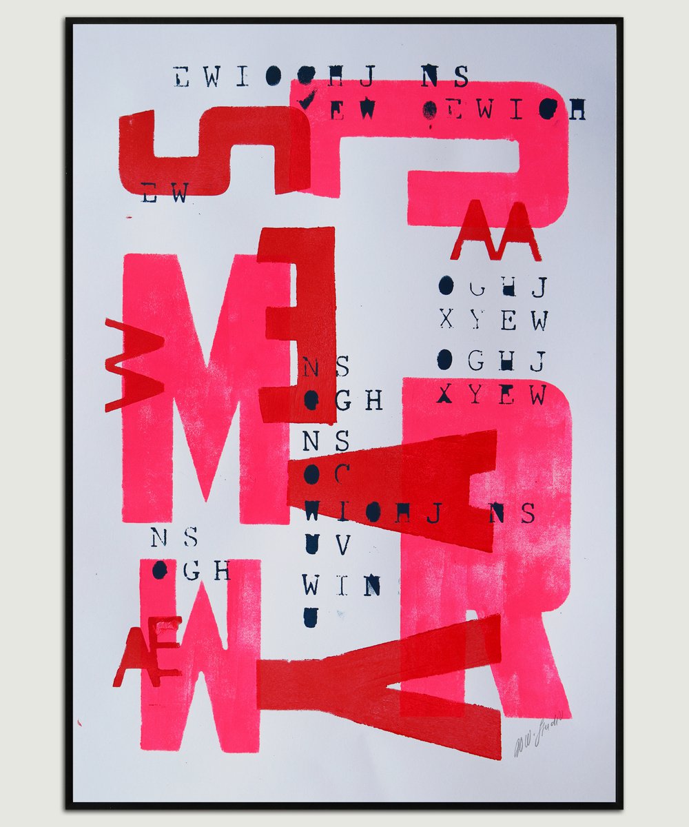 Neon Typography Pink - Acrylic on Paper - 42x59,4cm - 16,5 x 23,4 by ROCO Studio