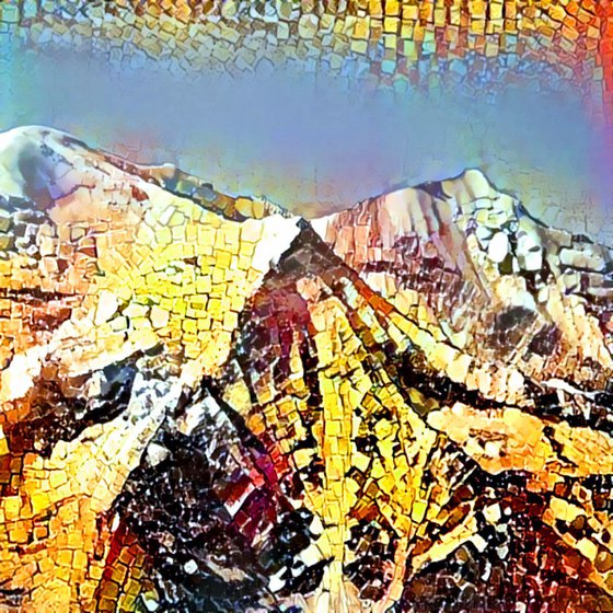 L'or du Mont-Blanc Triptych 3 toiles 60x60 cm