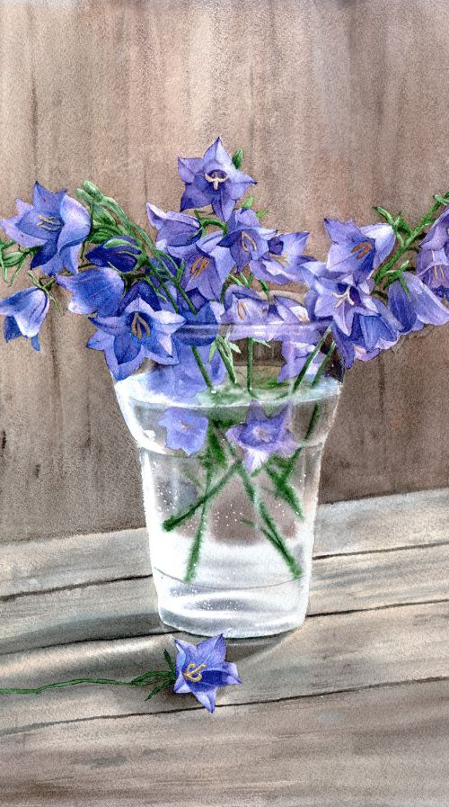 Вouquet of bellflowers by Olga Beliaeva Watercolour