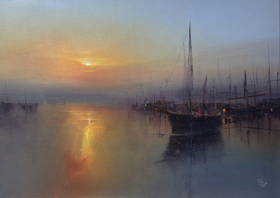 Harbor in the evening calm
