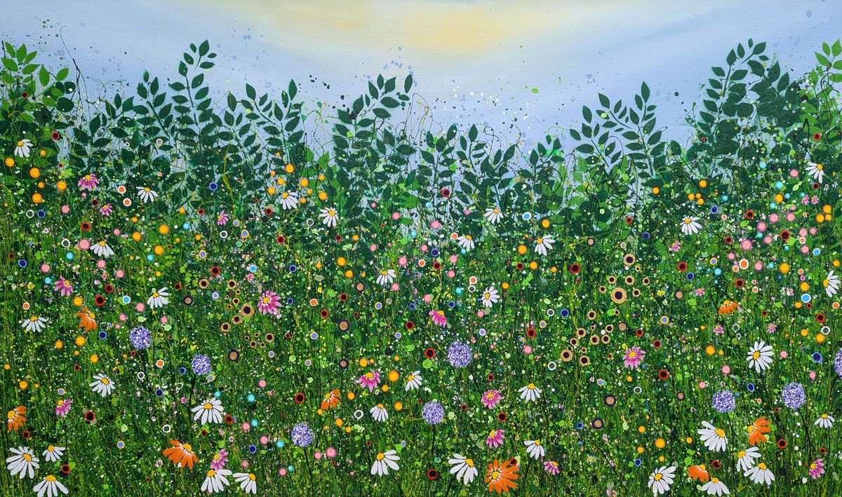 Impressionistic Landscape Acrylic Painting By Lucy Moore, 59 X 35", Natures Rebellion, Original Artwork