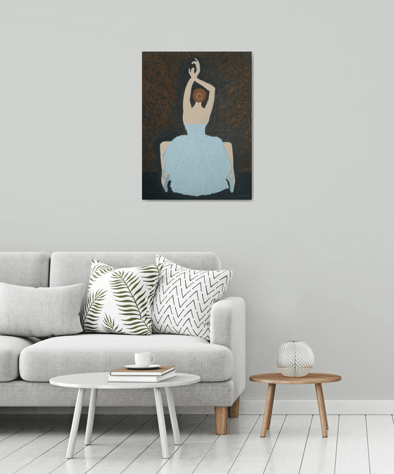 Before The Show - ballerina, ballet palette knife modern painting ready to hang; home, office decor, gift ideas