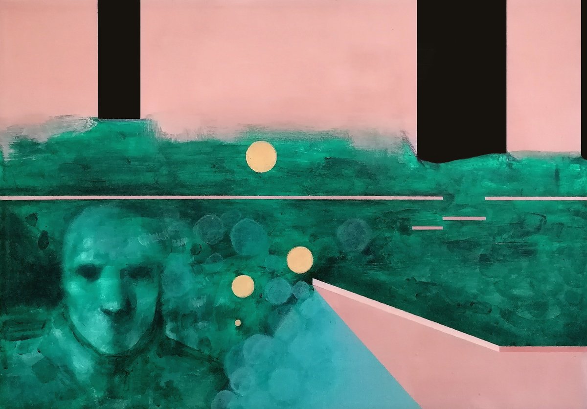 Expressive Portrait Painting By Alex Munzone, 20 X 14, Sequences 56, Original Artwork