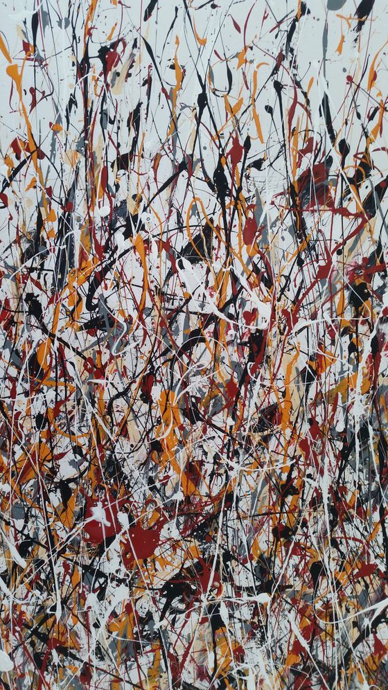 Abstract JACKSON POLLOCK style ACRYLIC Painting on CANVAS by M. Y.