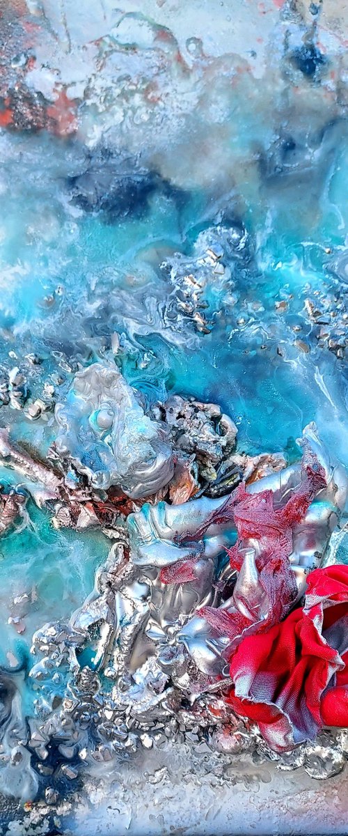 Fire and Ice- Abstract Painting Canvas Original Oil Painting Abstract Art Ocean Art Coastal Decor Resin Art by Nikolina Andrea Seascapes and Abstracts