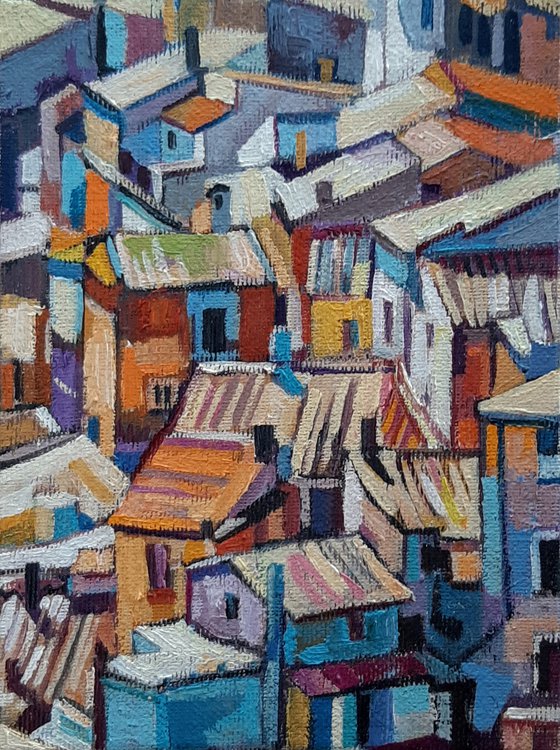 Roofs I, miniature, 13x17 cm