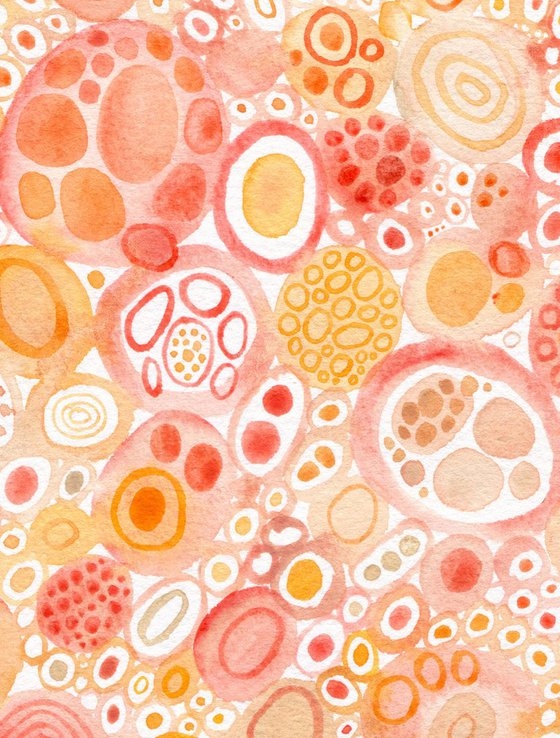 Abstract watercolor illustration in warm peachy colors