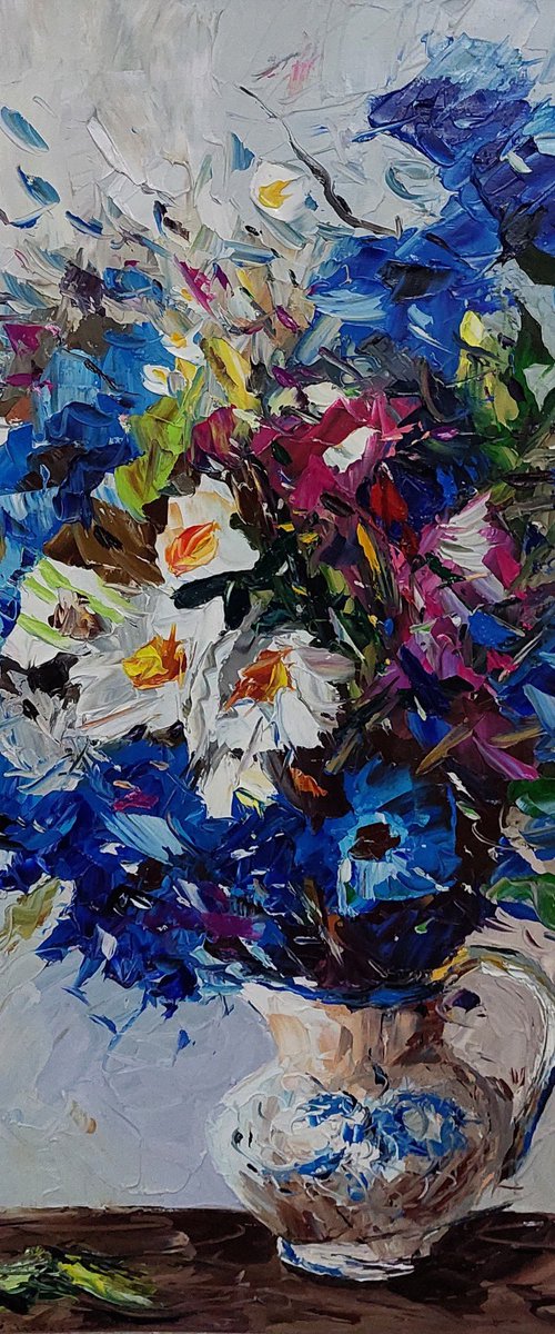 Field flowers (70x90cm, oil painting, palette knife) by Andranik Harutyunyan