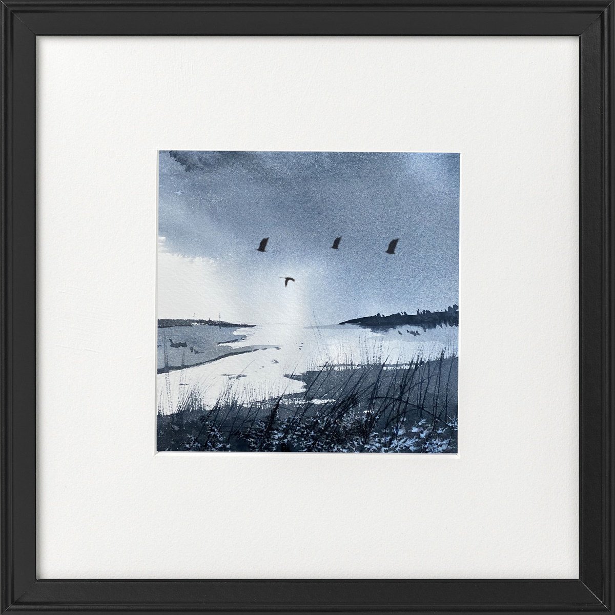 Monochrome - Brooding Skies, Geese framed by Teresa Tanner