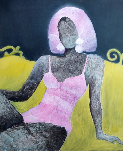 woman with pink hair by Kira K. Sadian