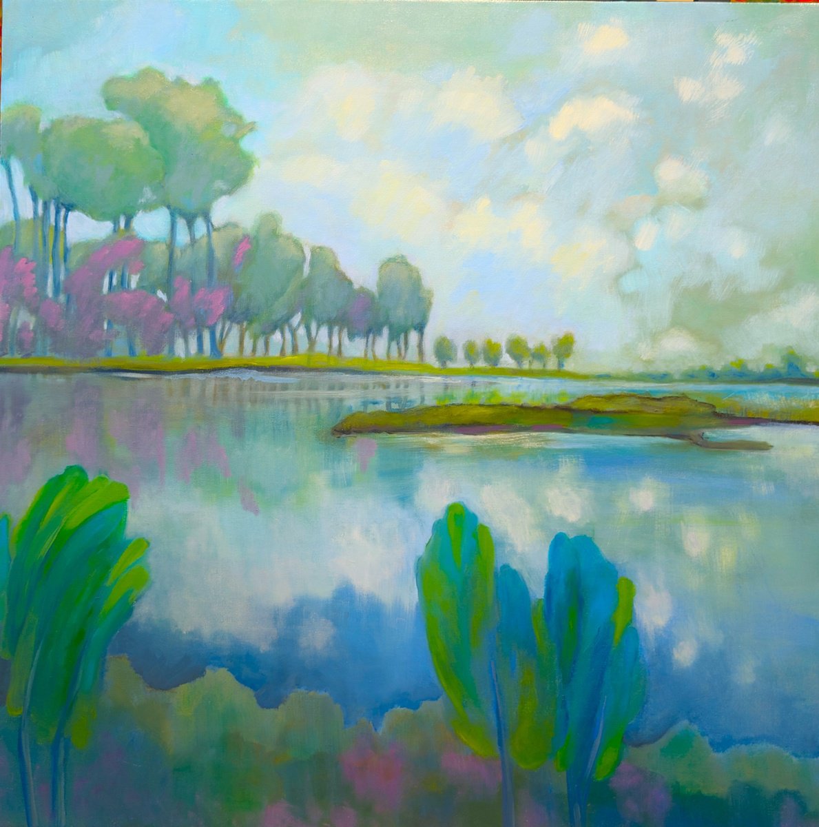 Blue Mood Reflection. By Veta Barker, 30 X 30, Artwork For Sale On Artfinder