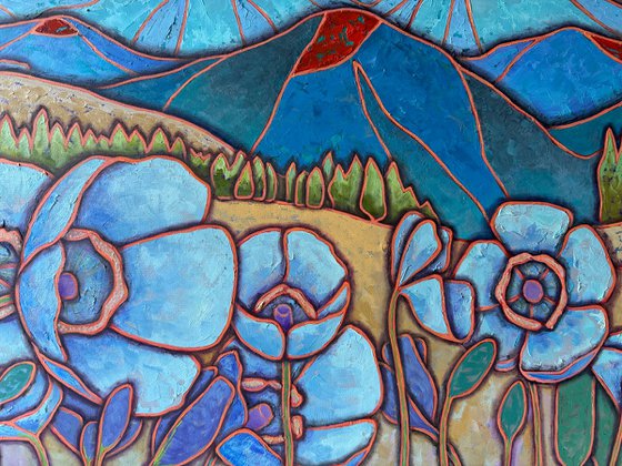 Blue poppies in the mountains