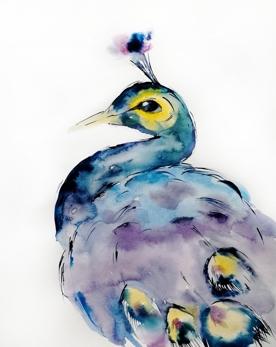 Peacock. Bird pinting by Marina Zhukova