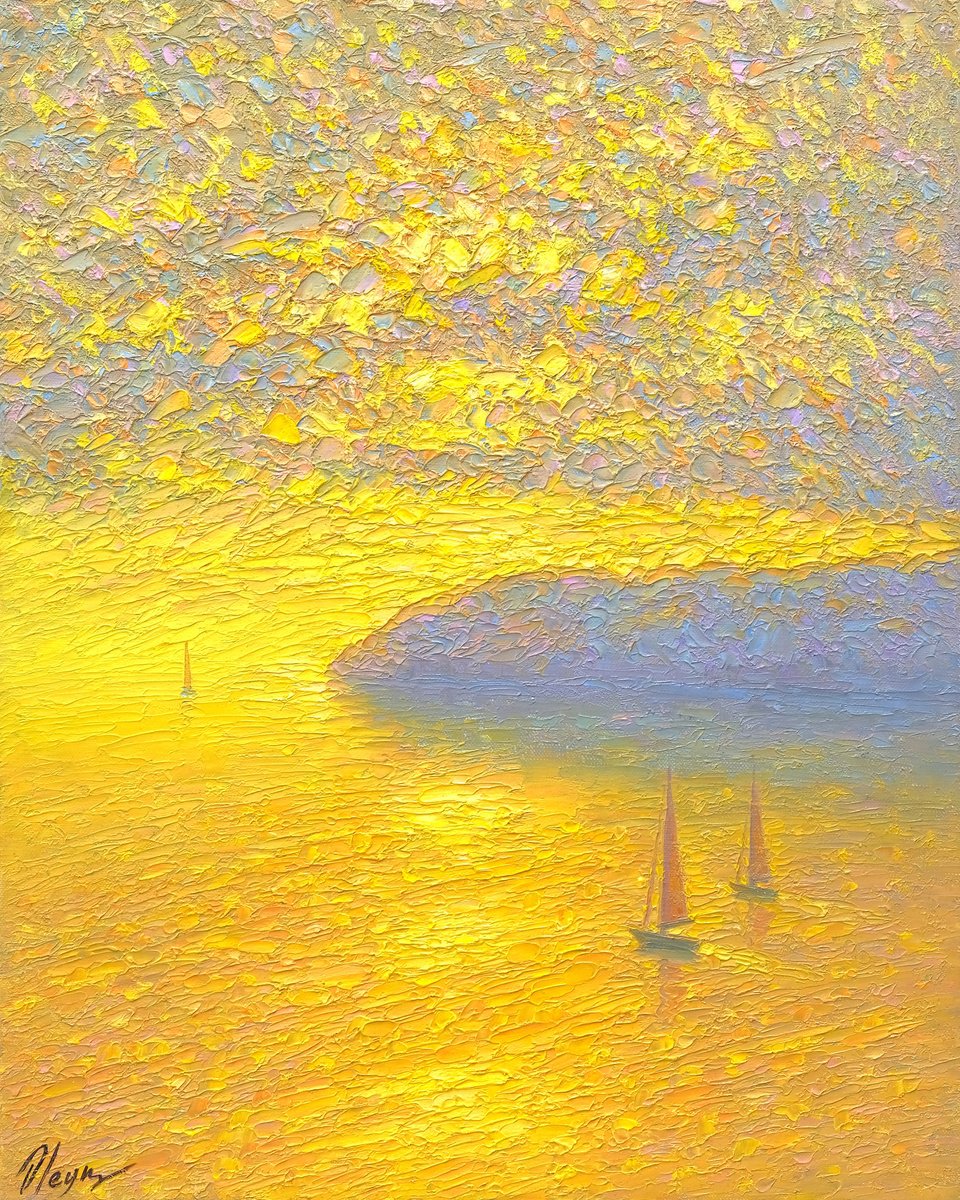 Impressionistic Landscape Oil Painting By Dmitry Oleyn, 16 X 20, Sea, Original Artwork