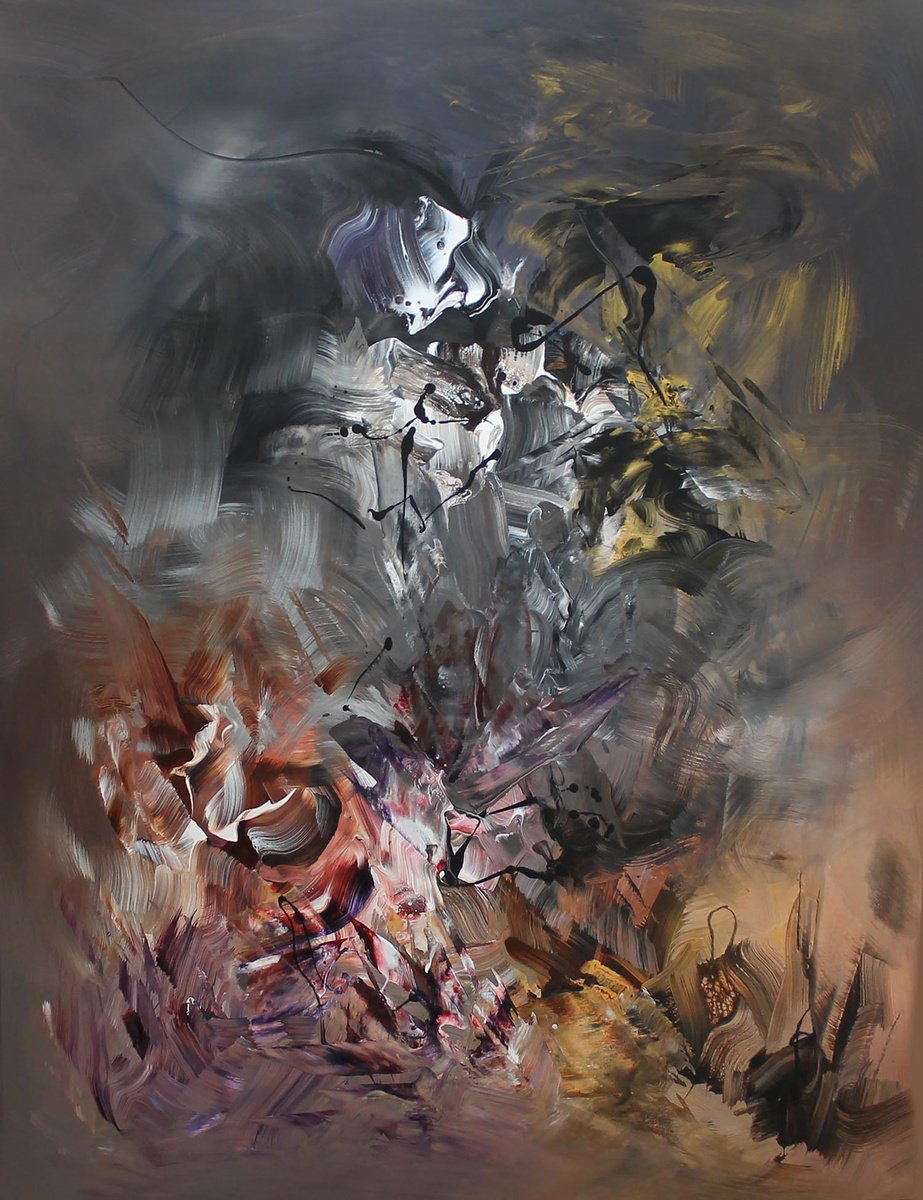 Expressive Abstract Acrylic Painting By Paresh Nrshinga Frsa, 40 X 51", Mocha Symphony, Original Artwork