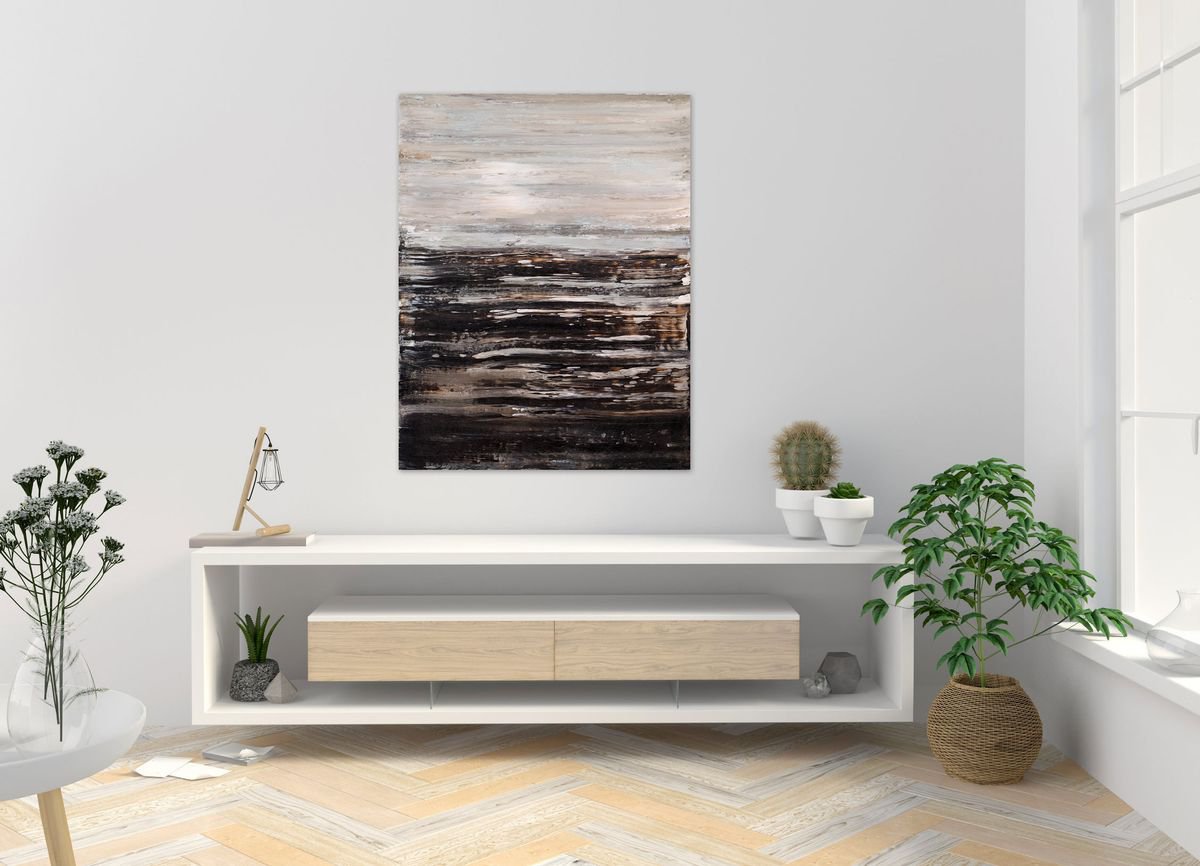 Abstract Acrylic Painting By Radek Smach, 28 X 35", Brown Ad996, Original Artwork