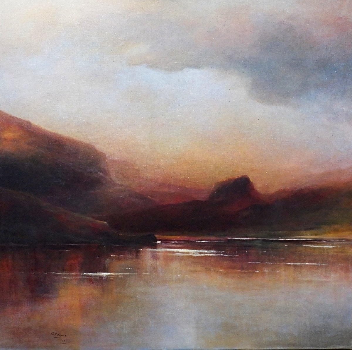 Impressionistic Landscape Acrylic Painting By Gerard Kramer, 39 X 39, After The Rain, Original Artwork