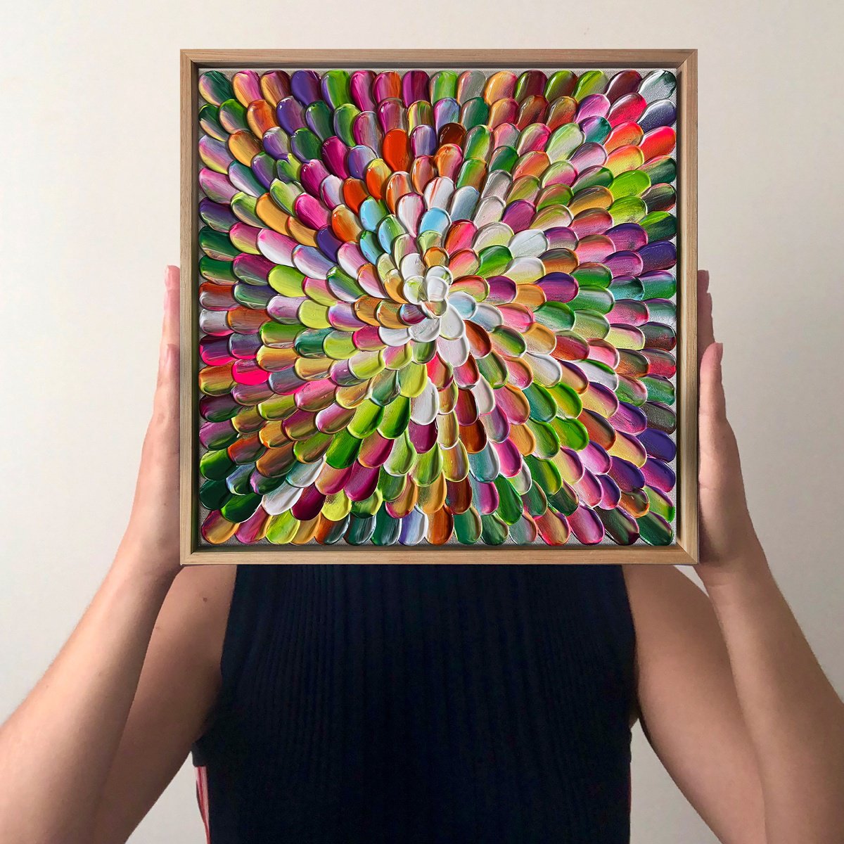 Organic Abstract Acrylic Painting By Tatiana Georgieva, 13 X 13", Bloom 35, Original Artwork