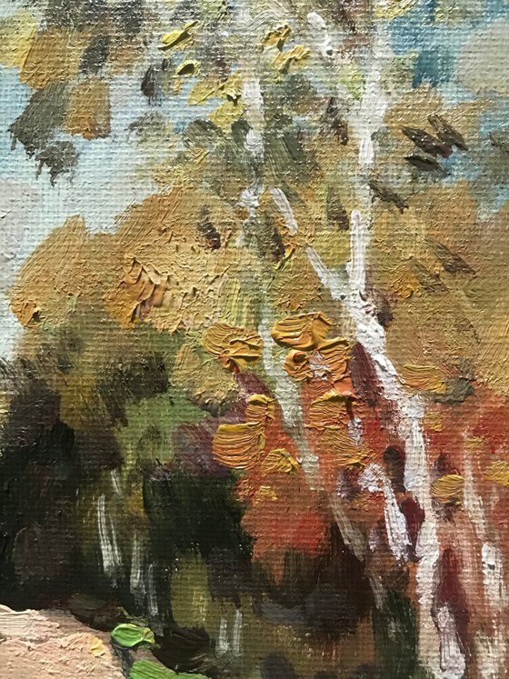 Original Oil Painting Wall Art Signed unframed Hand Made Jixiang Dong Canvas 25cm × 20cm Landscape The Pathways of Mesopotamia Small Impressionism Impasto