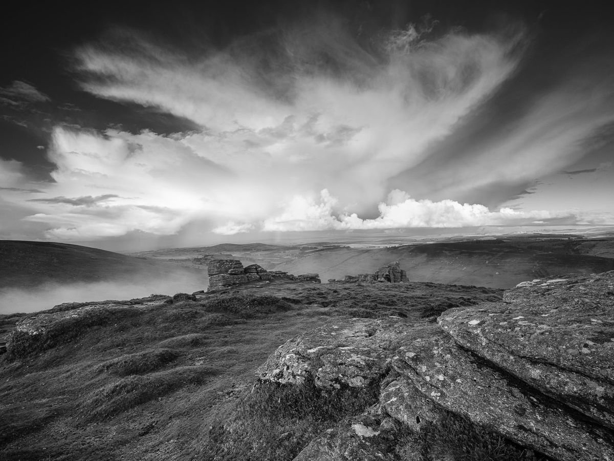 Granite, mist and cloud - Hookney Tor by Baxter Bradford