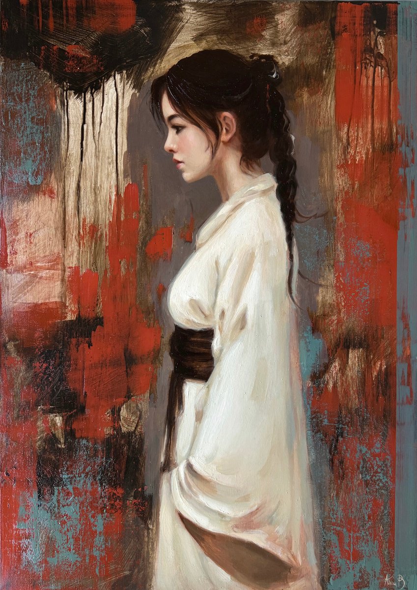 Photorealistic Portrait Oil Painting By Anna Bernadskaya, 20 X 28, Overcoming, Original Artwork