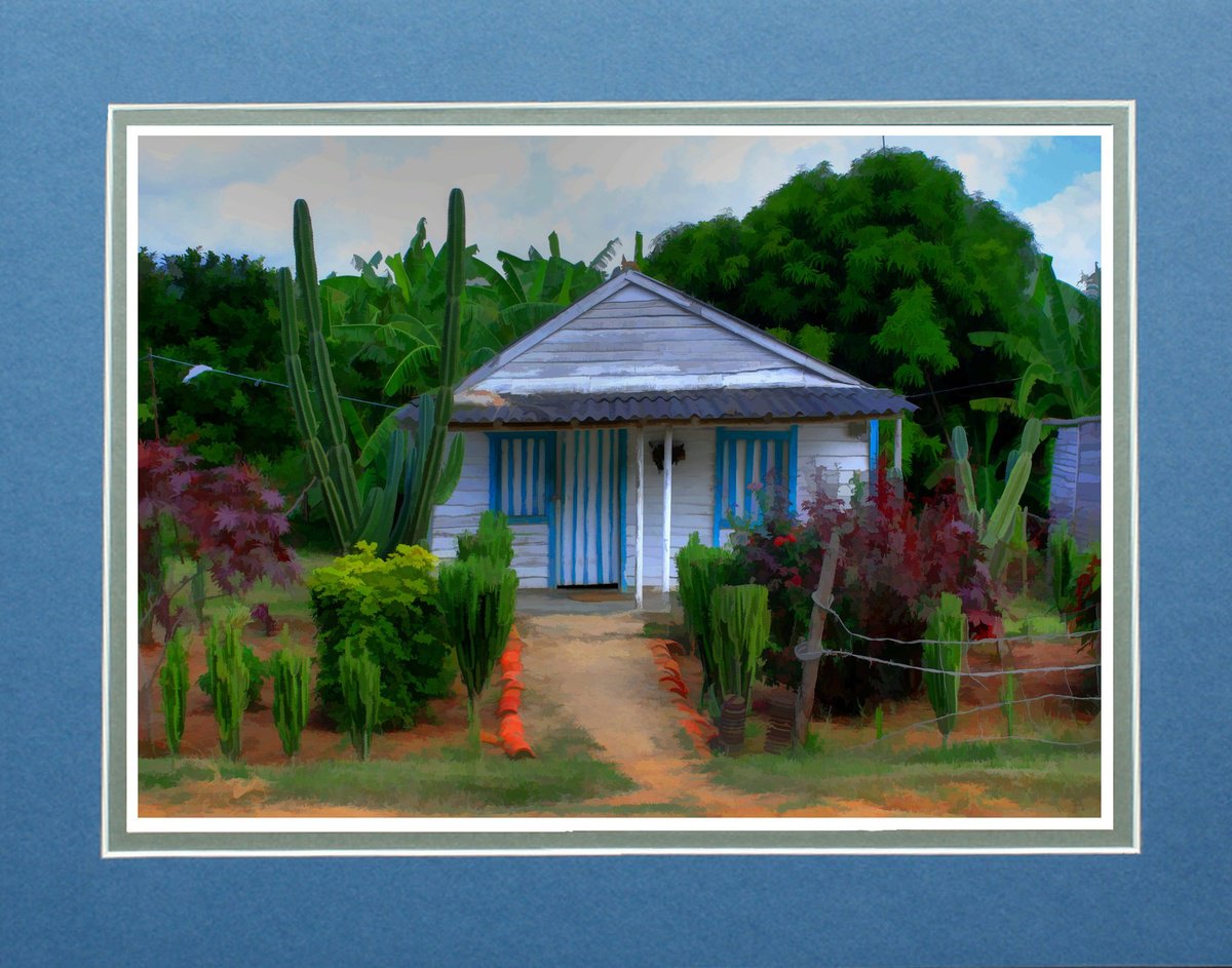 Photorealistic Landscape Photograph By Robin Clarke, 14 X 11", House And Garden Cuba, Original Artwork
