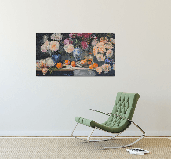 Still Life with Peonies and Oranges