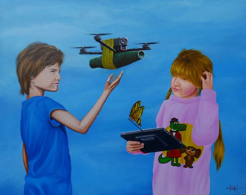 "Not children's toys" Oil on canvas 80x100 by Eugene Gorbachenko
