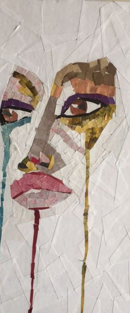Abstract girl - paper mosaic/collage by Paul Simon Hughes