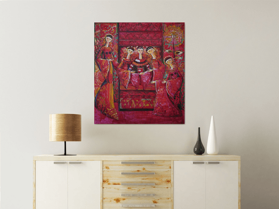 Maids (79x89cm, oil painting, modern art)