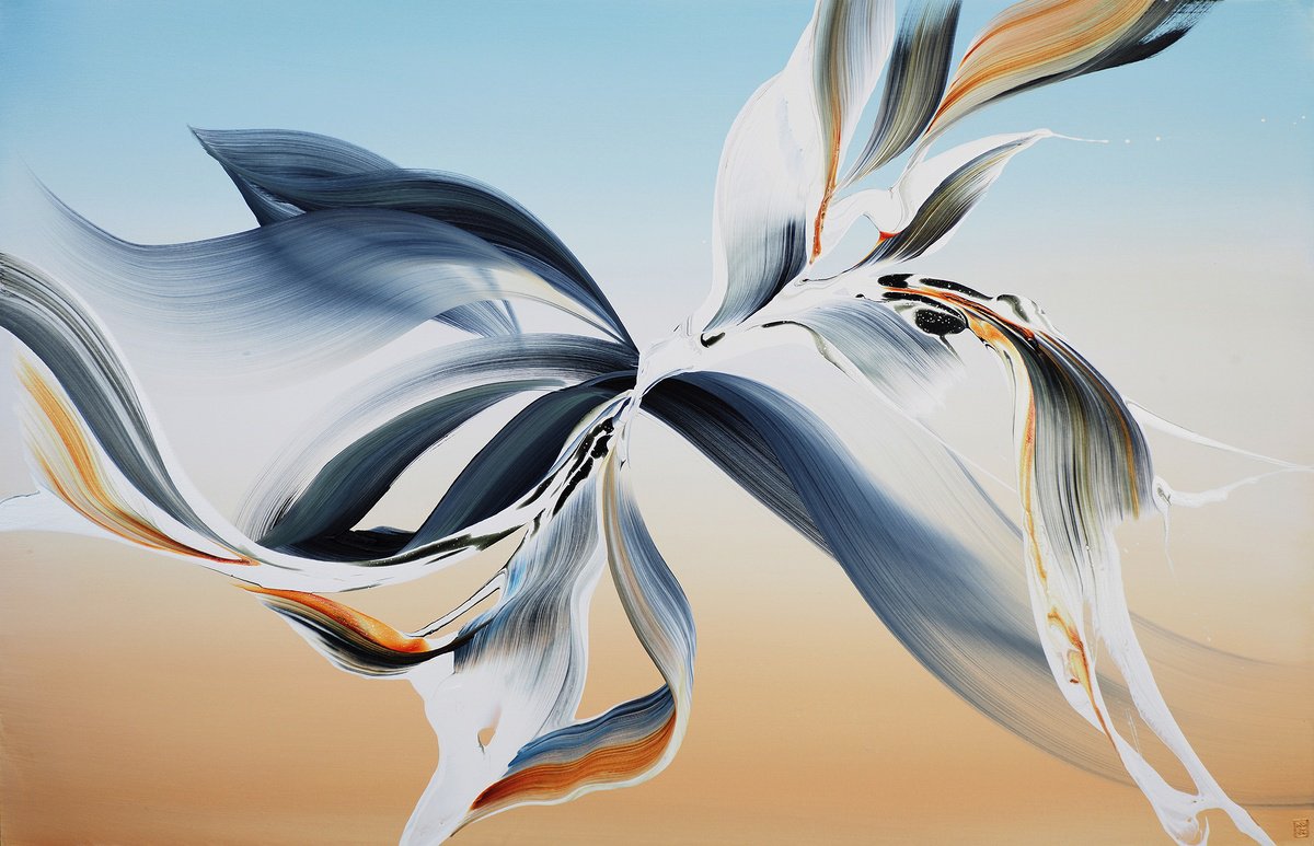 Abstract Acrylic Painting By Novi Lim, 56 X 36", We Exist Infinitely, Original Artwork