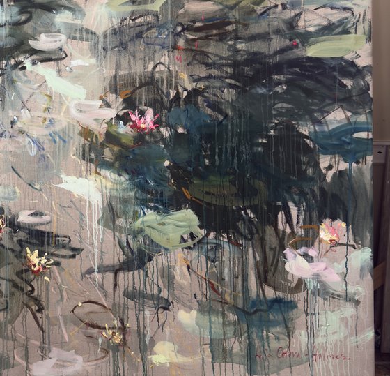 Water lilies. Summer pond.