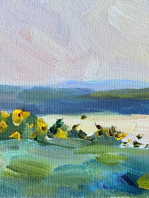 Sunflowers near river by Nataliia Nosyk