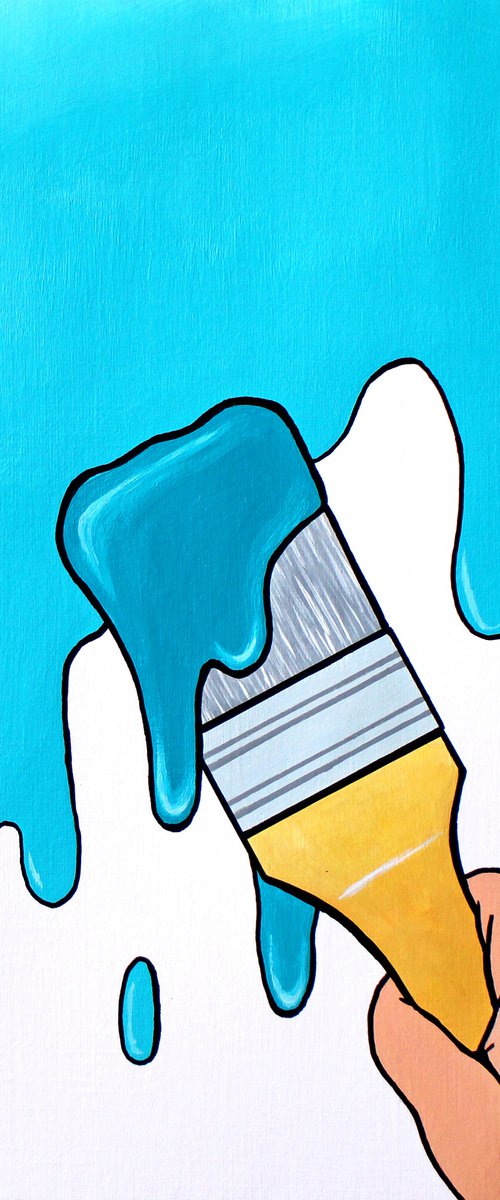 Paint It Turquoise Pop Art Painting on Paper by Ian Viggars