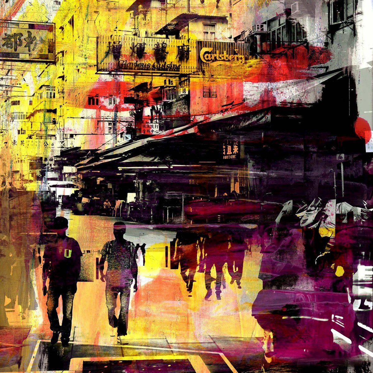Abstract Cityscapes Photograph By Sven Pfrommer, 39 X 39", Hong Kong Convergence Iv, Original Artwork