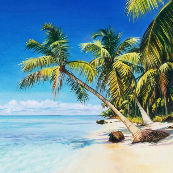 Tropical beach with palm trees
