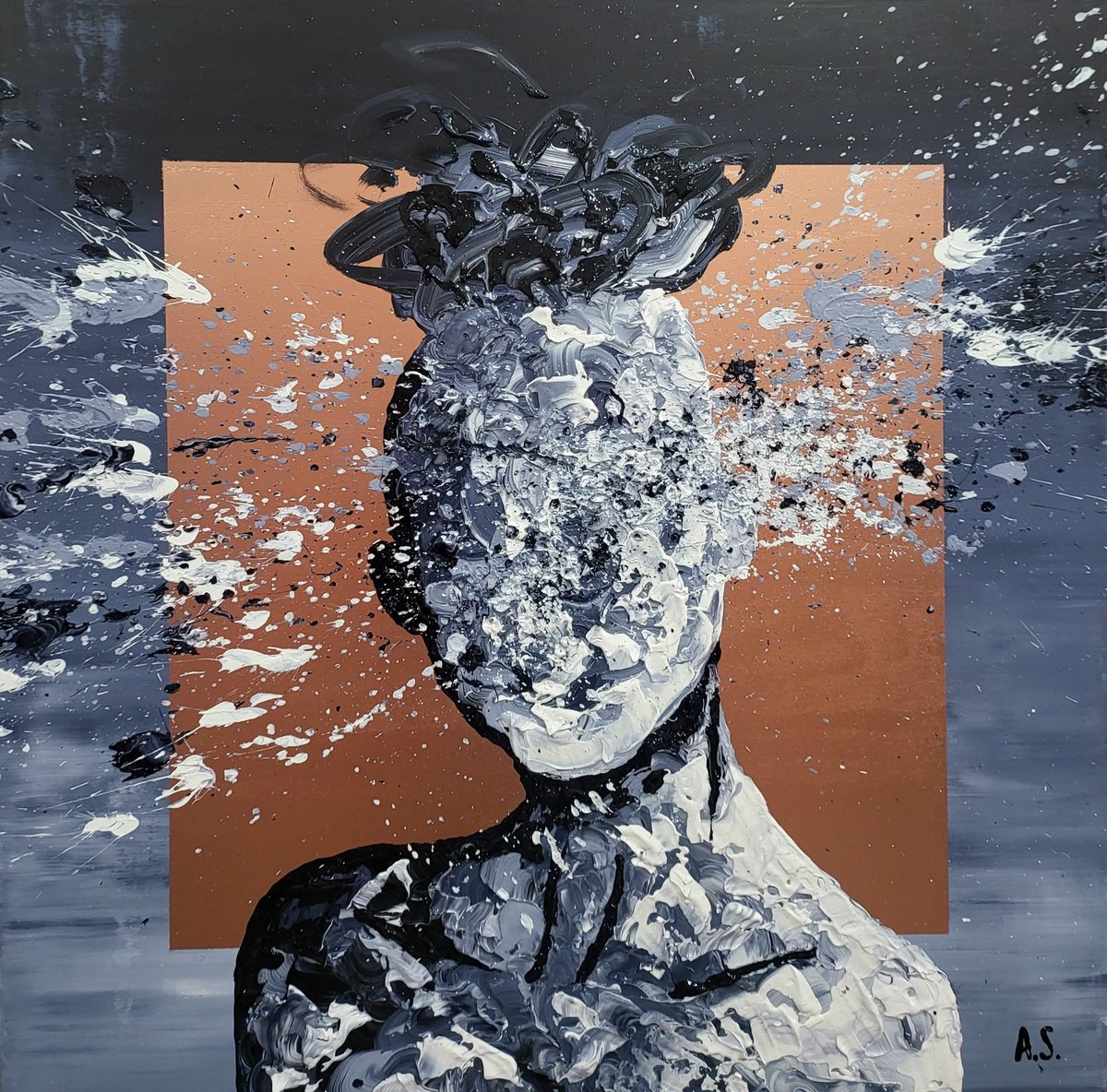 Abstract Acrylic Painting By Alex Senchenko, 39 X 39, Persona Yb2401, Original Artwork