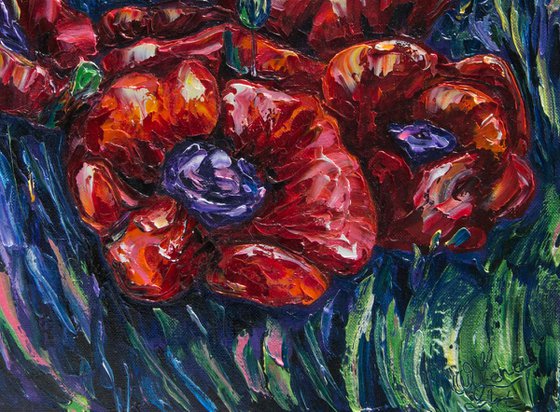 Impressionist Field Poppies 16" X 20" X 0.5"