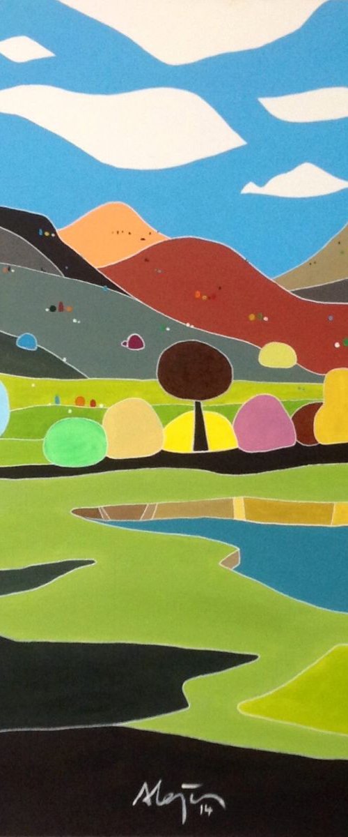 Landscape with river by Alejos