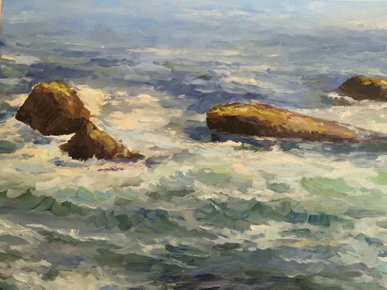 Ocean, seething surf
