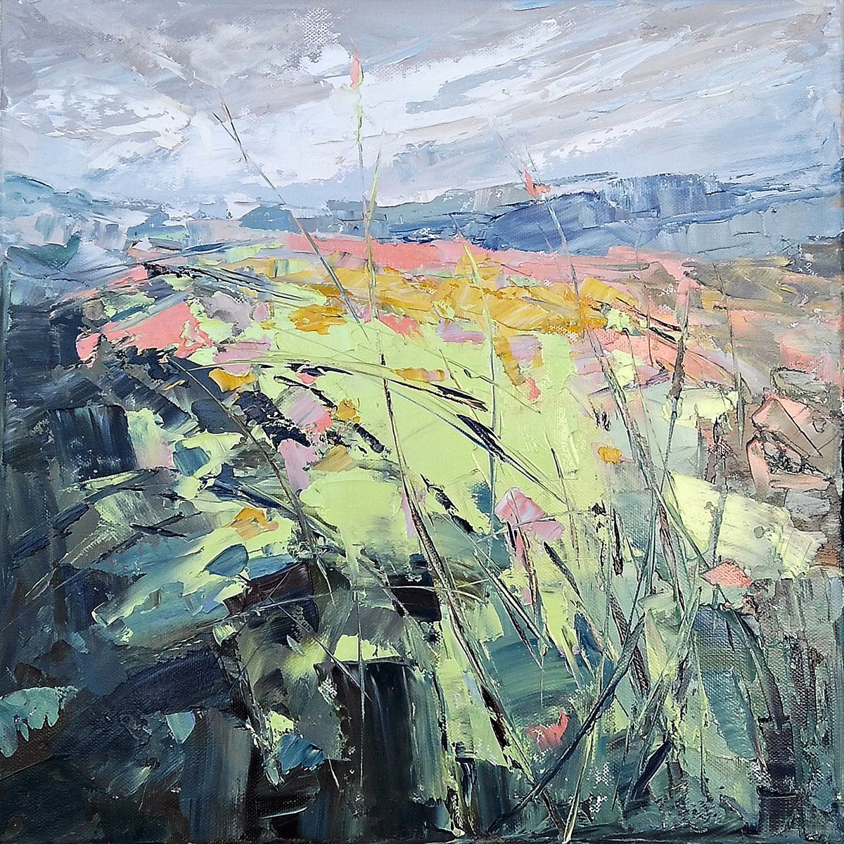 SPRING MOOD, 40x40cm, spring landscape by Emilia Milcheva