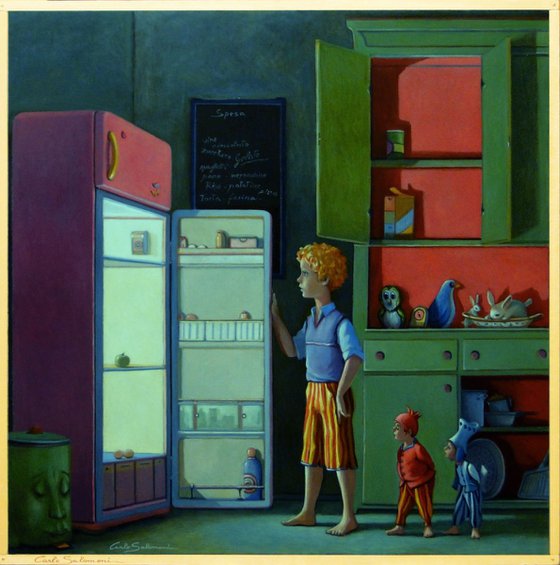 PANTRY AND REFRIGERATOR EMPTY. (framed) by Mangia...Re.
