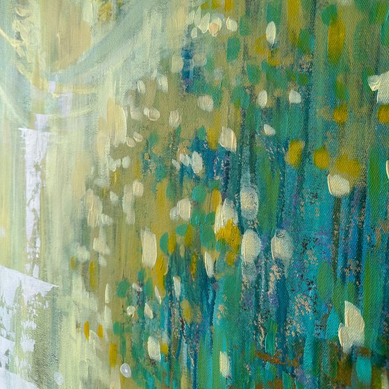 Sparkling Waterfall by an Emerald Forest Pond