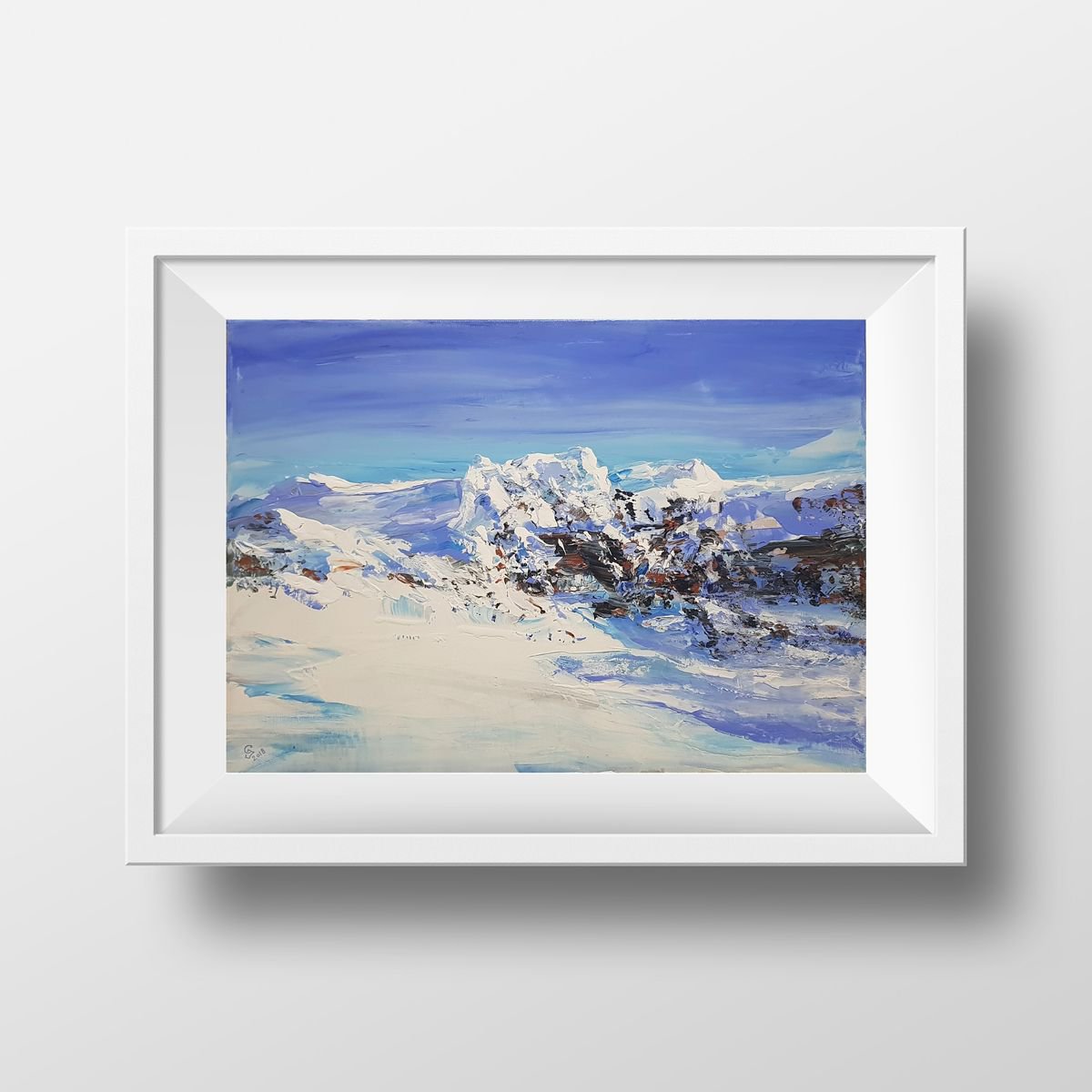 Abstract Landscape Acrylic Painting By Ivan Grozdanovski, 24 X 16, Mountains Between Us - 4, Original Artwork