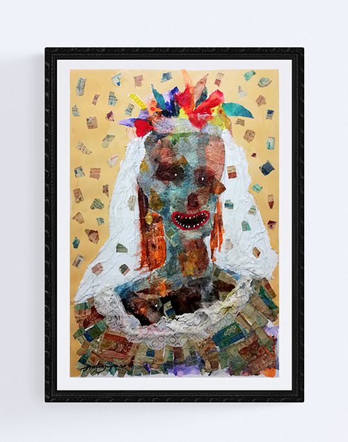 bride of hell, Mixed Media on cardboard, 50x70 cm by Jamaleddin Toomajnia