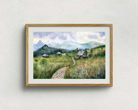 Wooden Cottages Over Tatra Mountains 56x38